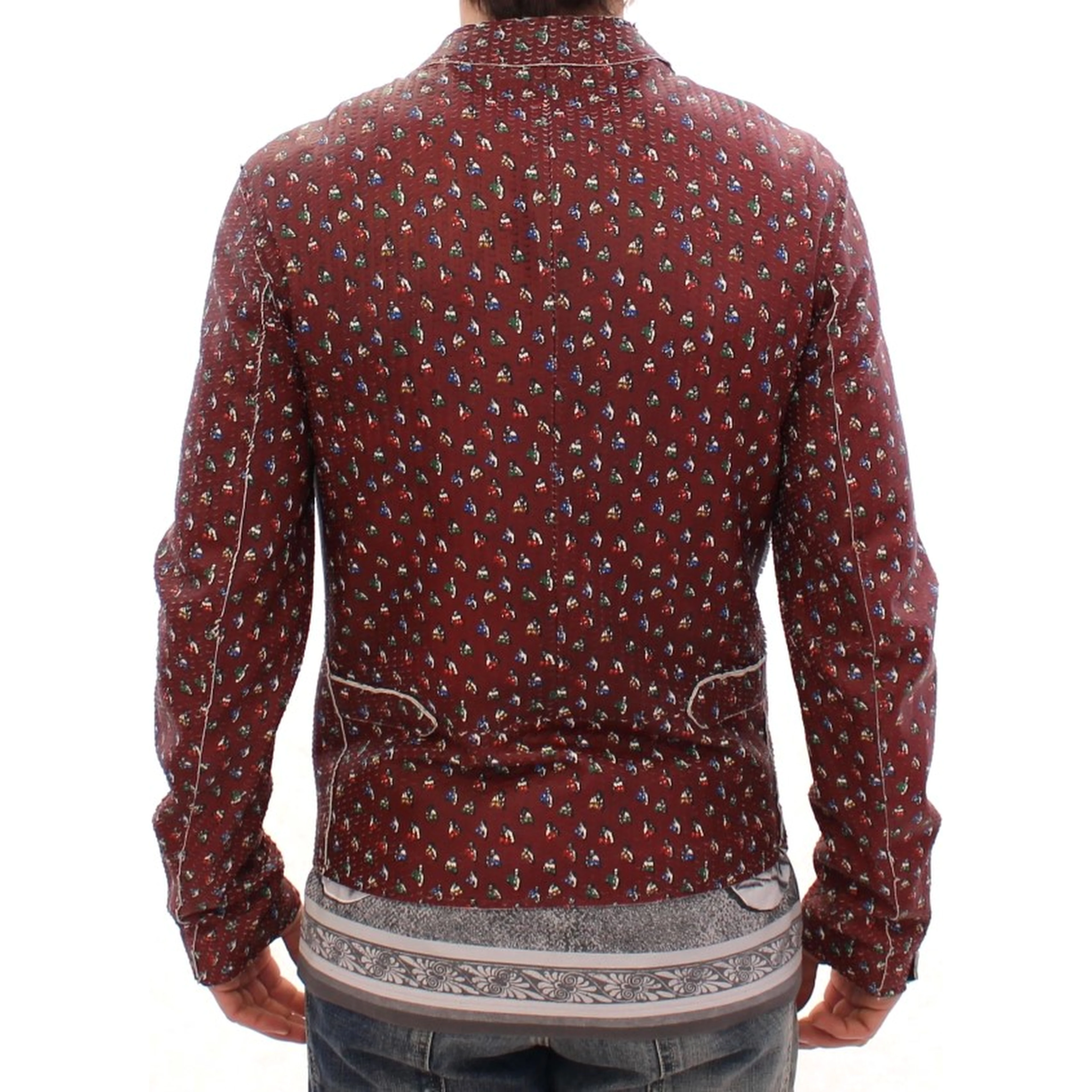 Bordeaux Leather Boxer Print Jacket Coat
