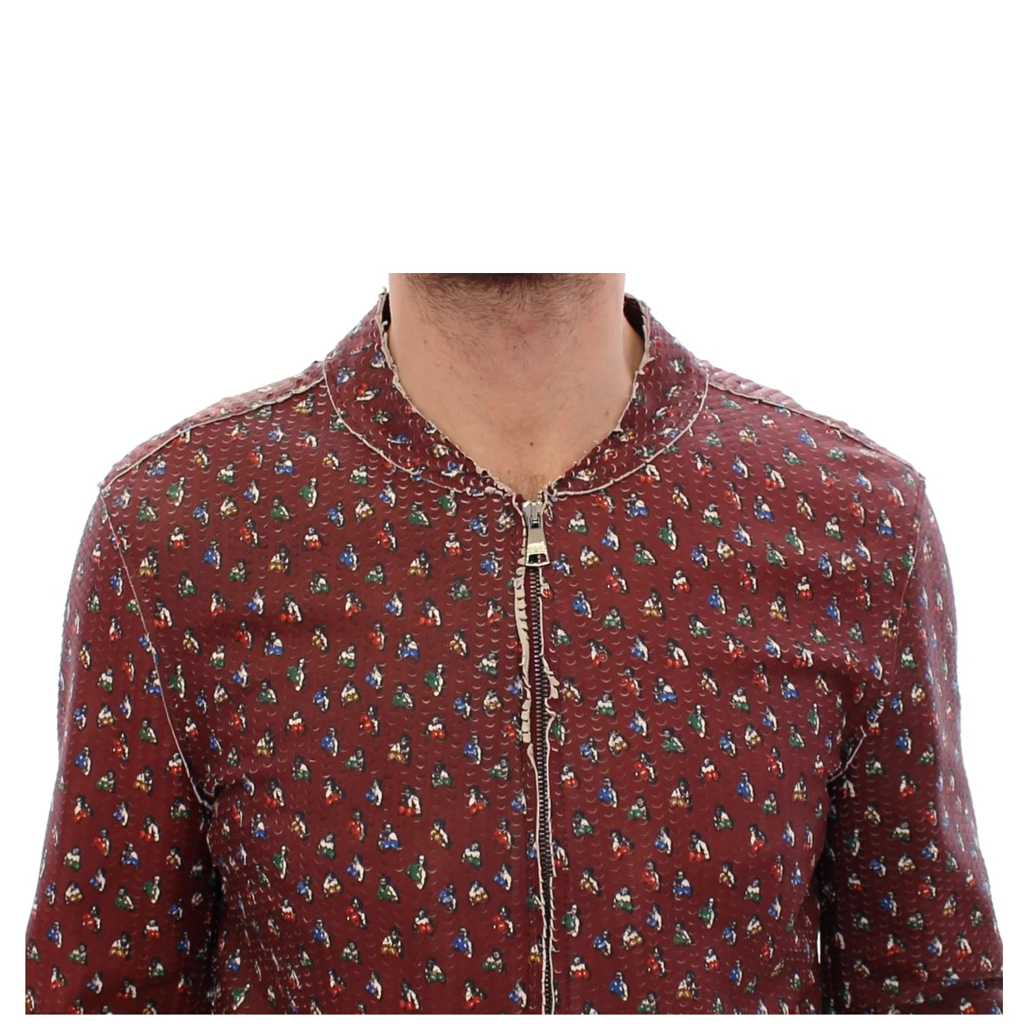 Bordeaux Leather Boxer Print Jacket Coat