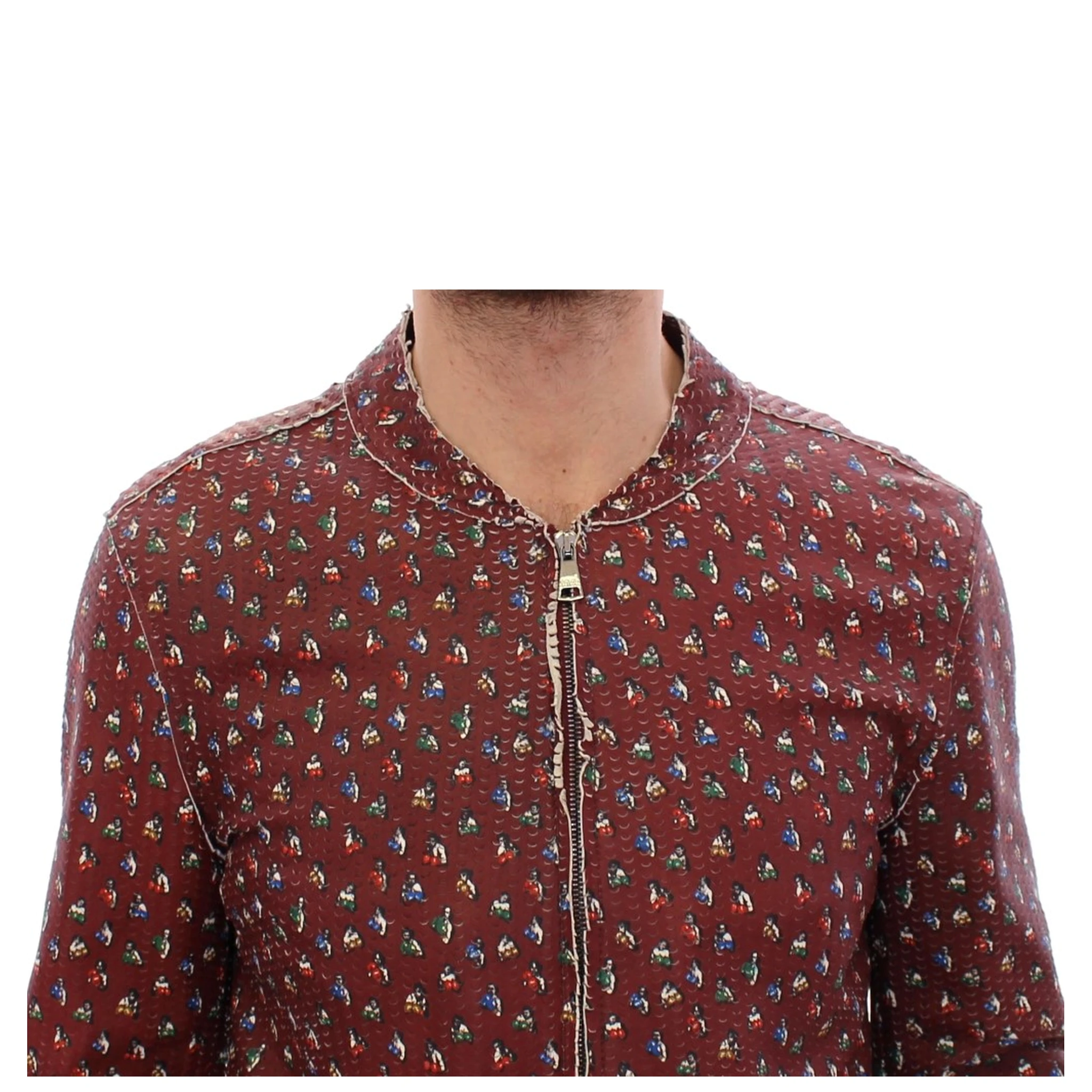 Bordeaux Leather Boxer Print Jacket Coat