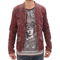Bordeaux Leather Boxer Print Jacket Coat