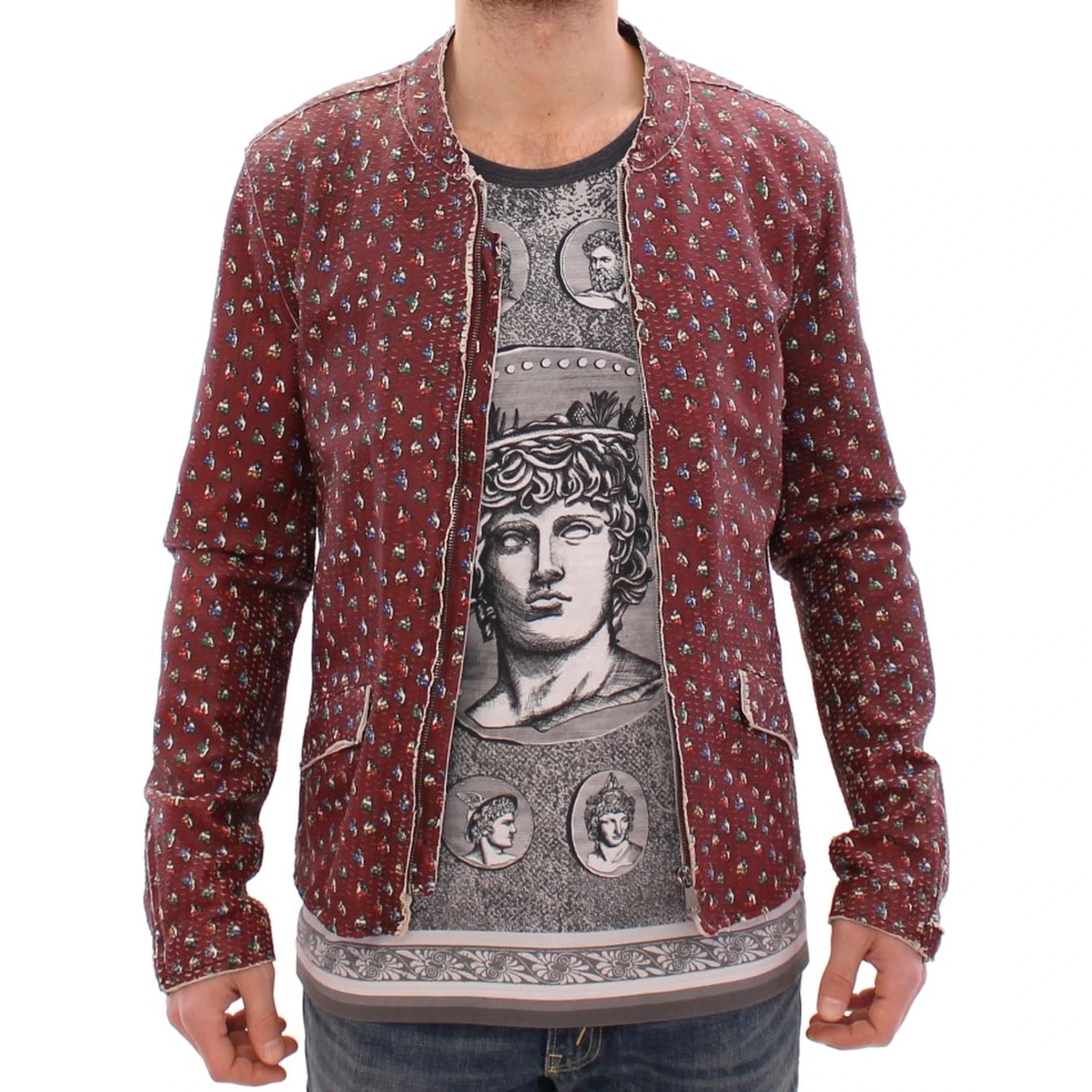 Bordeaux Leather Boxer Print Jacket Coat