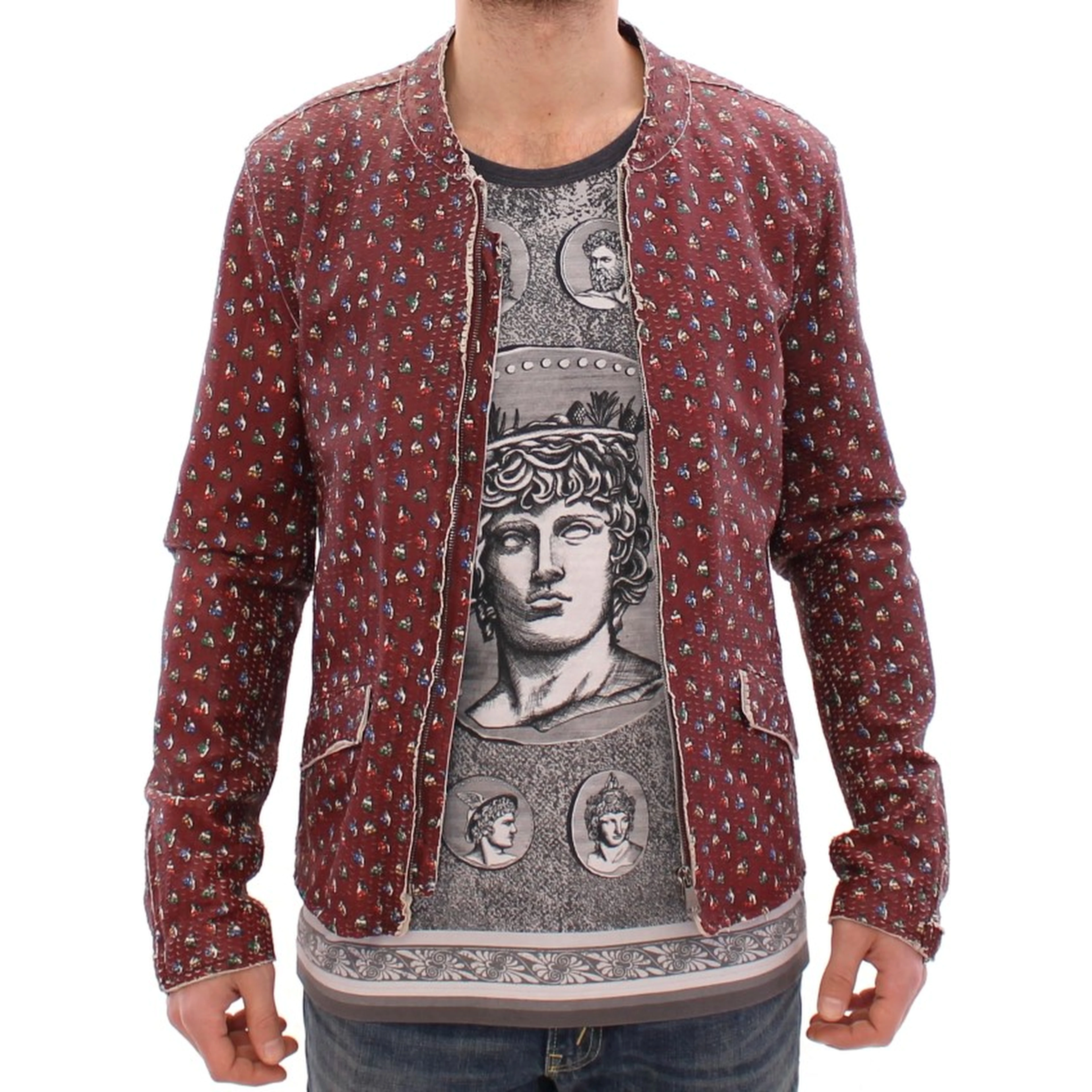 Bordeaux Leather Boxer Print Jacket Coat