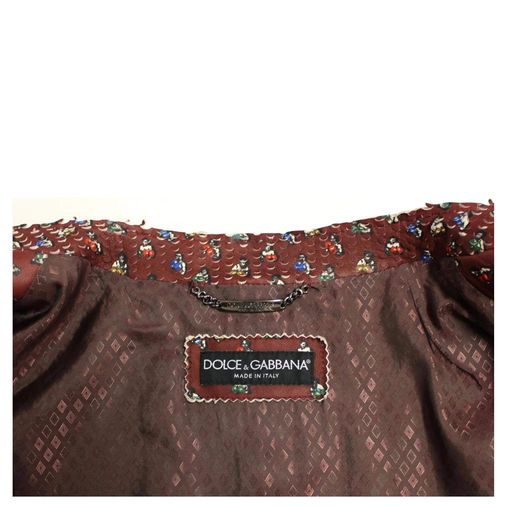 Bordeaux Leather Boxer Print Jacket Coat