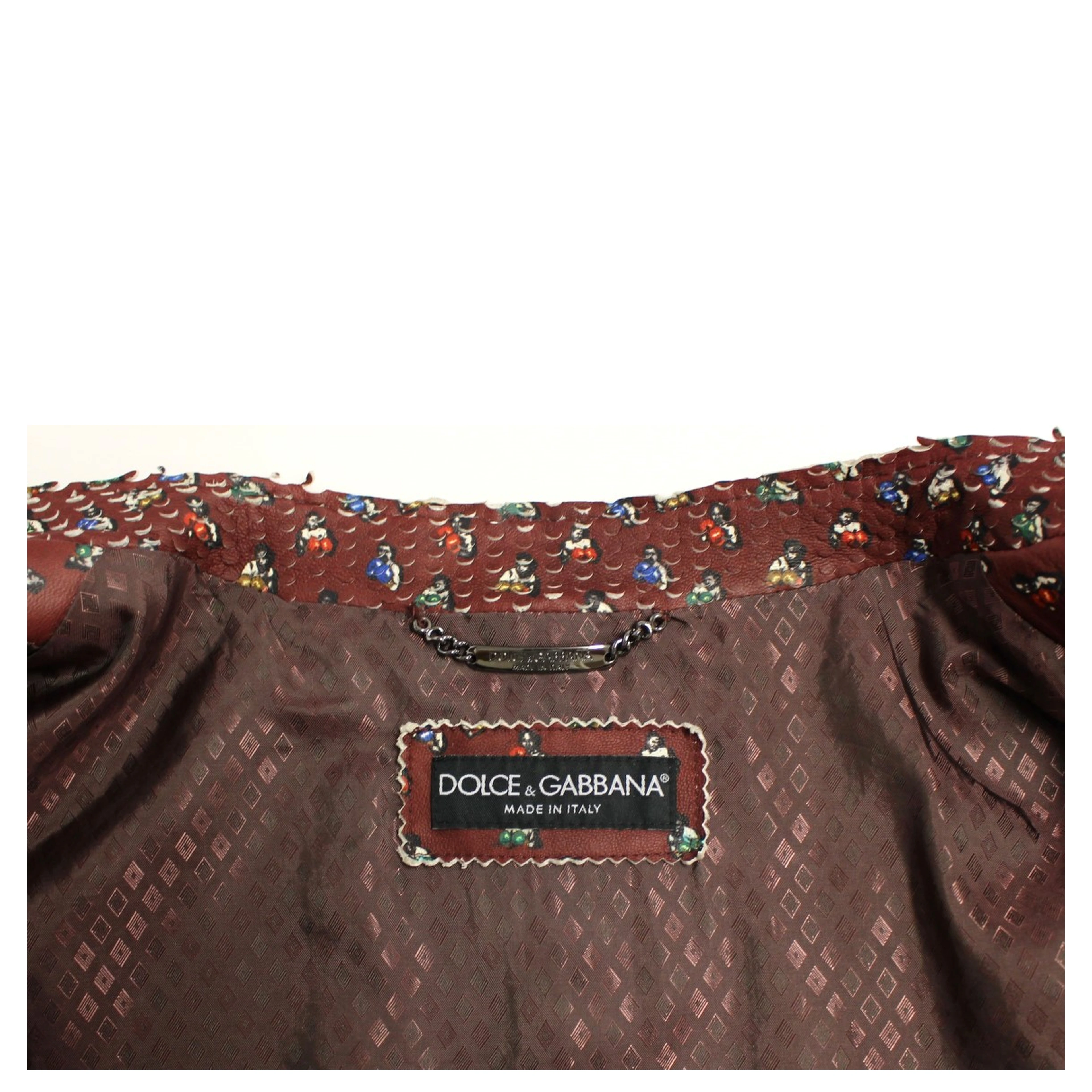 Bordeaux Leather Boxer Print Jacket Coat