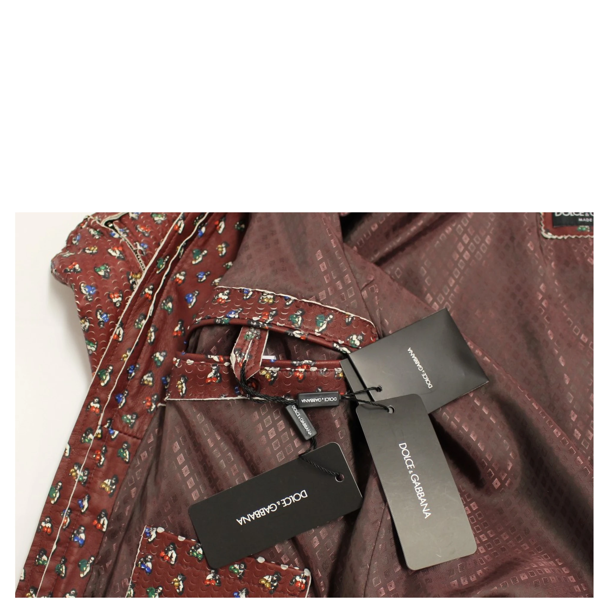 Bordeaux Leather Boxer Print Jacket Coat