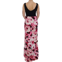 Pink Floral Print Long Maxi Sheath Dress