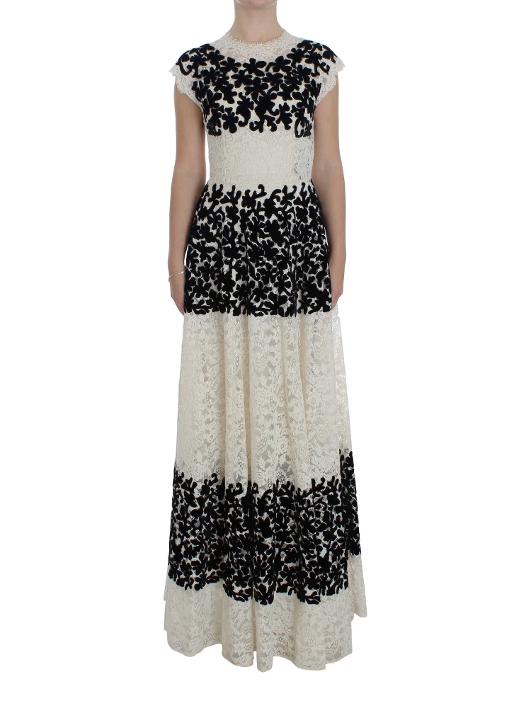 Floral Lace Ricamo Long Ball Maxi Dress