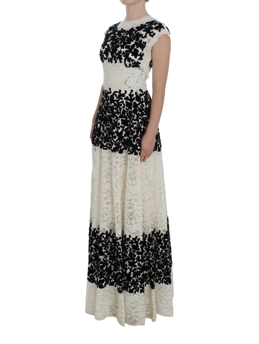 Floral Lace Ricamo Long Ball Maxi Dress