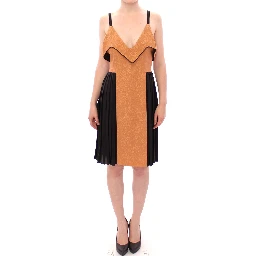 Black Bronze Silk Sleeveless Above Sheath Dress