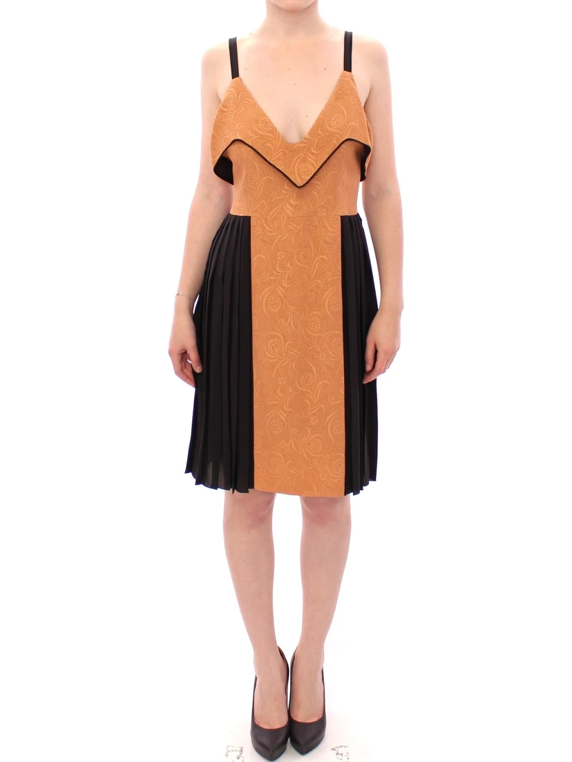 Black Bronze Silk Sleeveless Above Sheath Dress