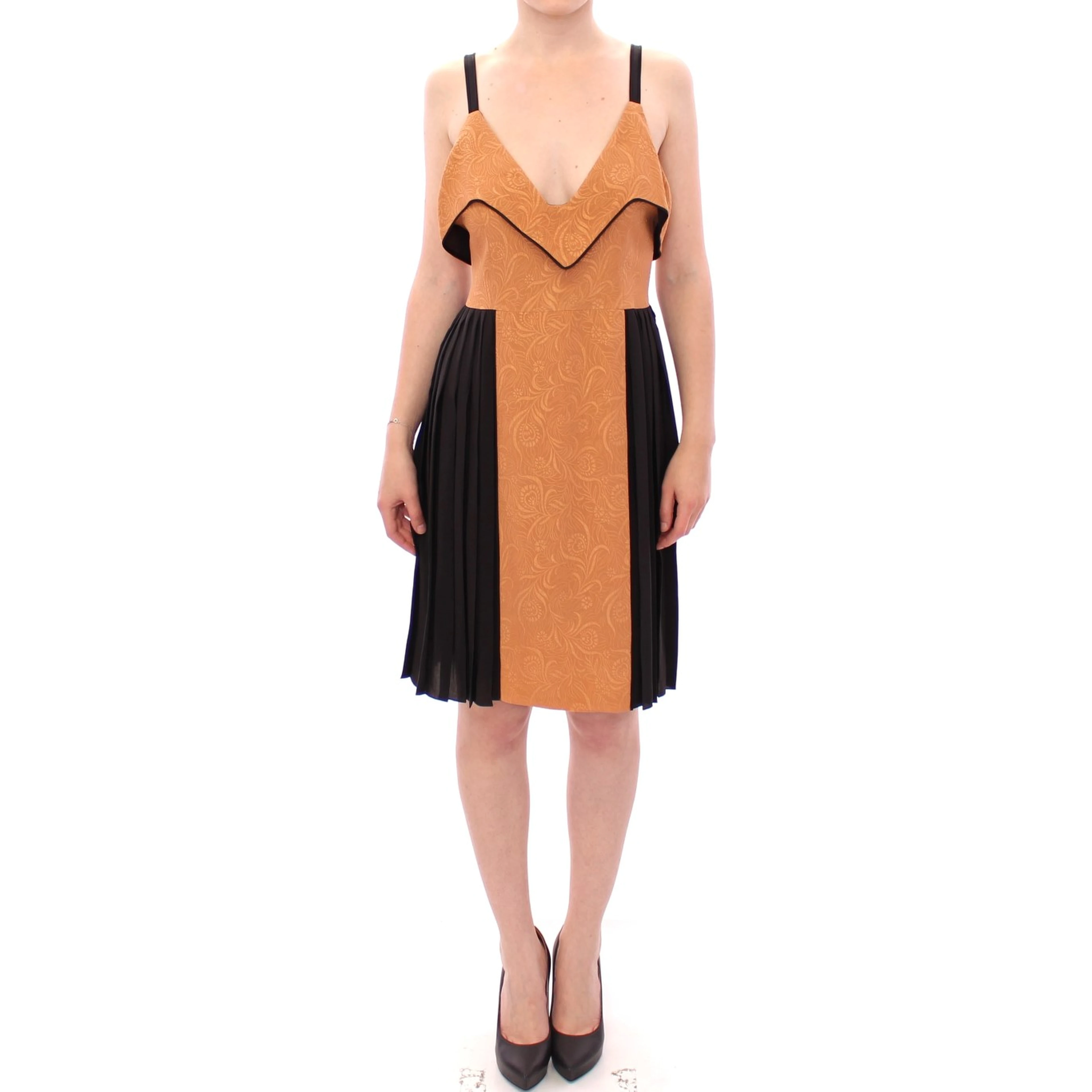 Black Bronze Silk Sleeveless Above Sheath Dress