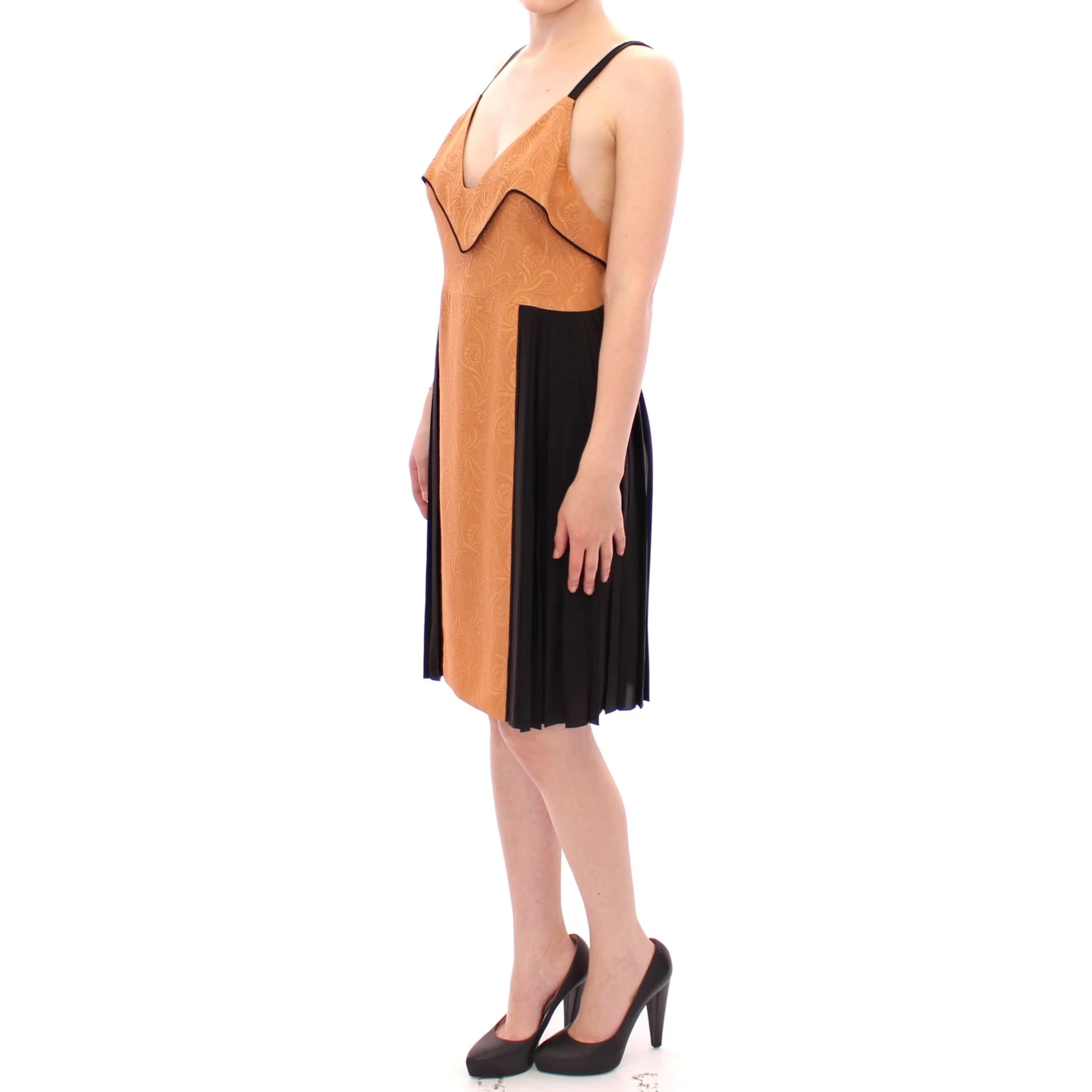Black Bronze Silk Sleeveless Above Sheath Dress