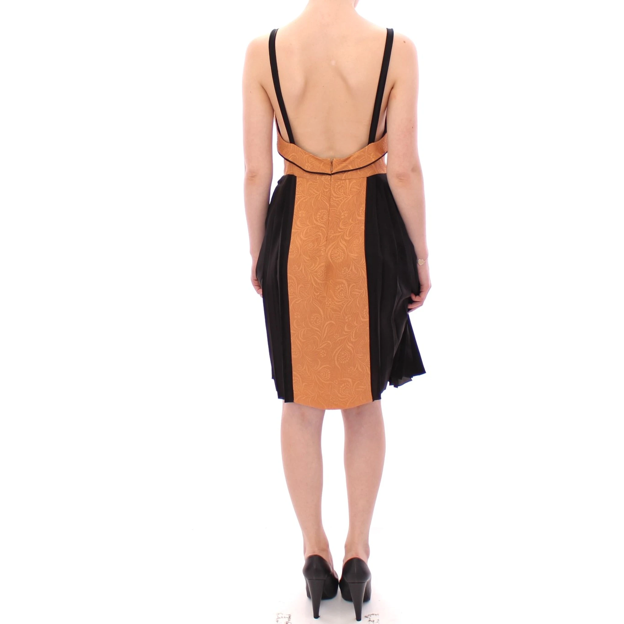 Black Bronze Silk Sleeveless Above Sheath Dress