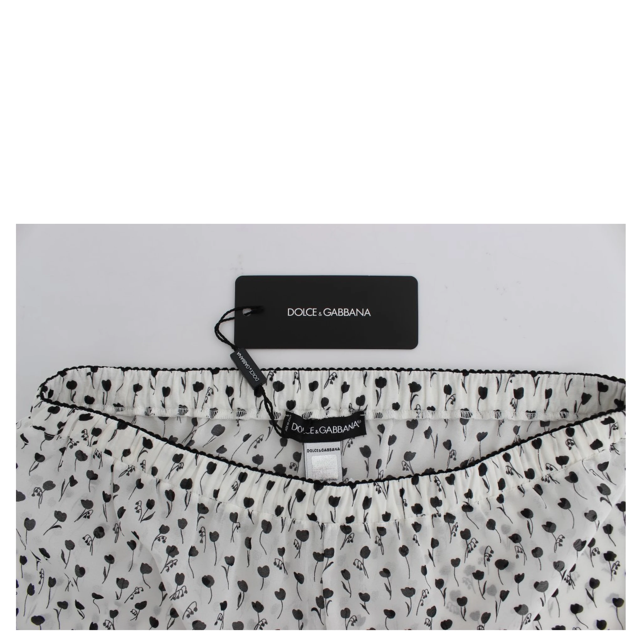 White Black Floral Lace Silk Sleepwear Shorts