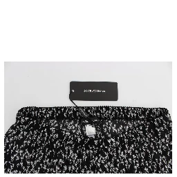 Black White Floral Lace Silk Sleepwear Shorts