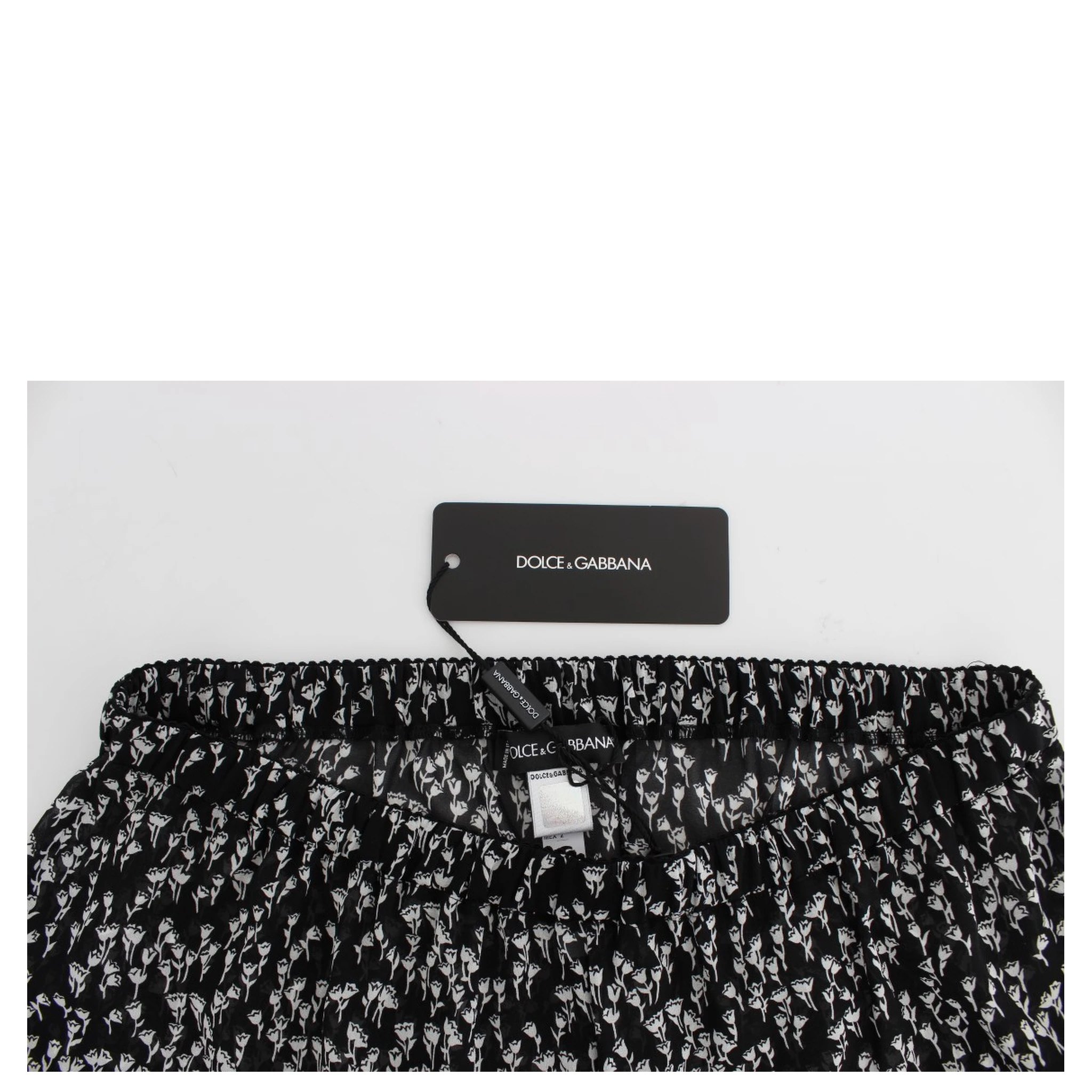 Black White Floral Lace Silk Sleepwear Shorts