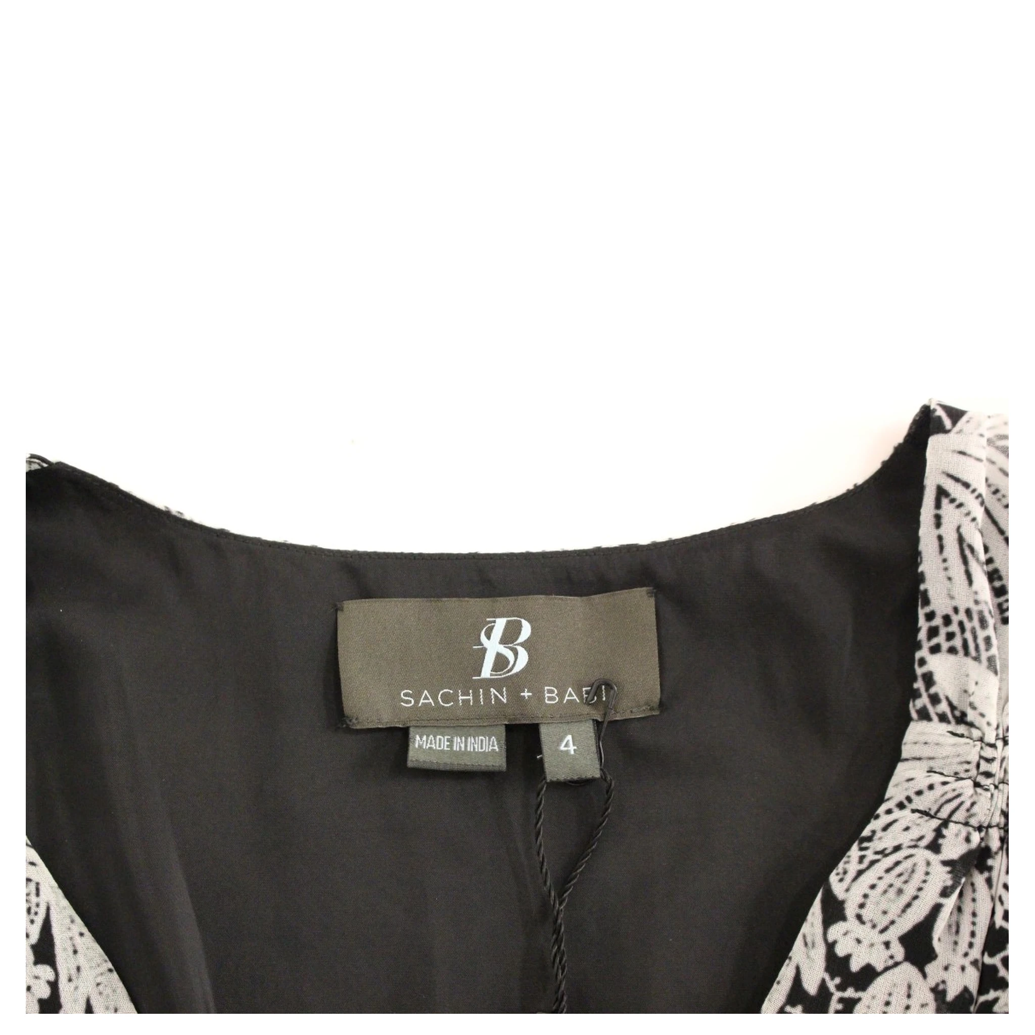 Black Silk Floral Pattern Shift Coctail Dress