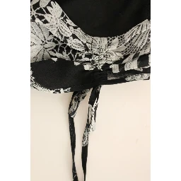 Black Silk Floral Pattern Shift Coctail Dress