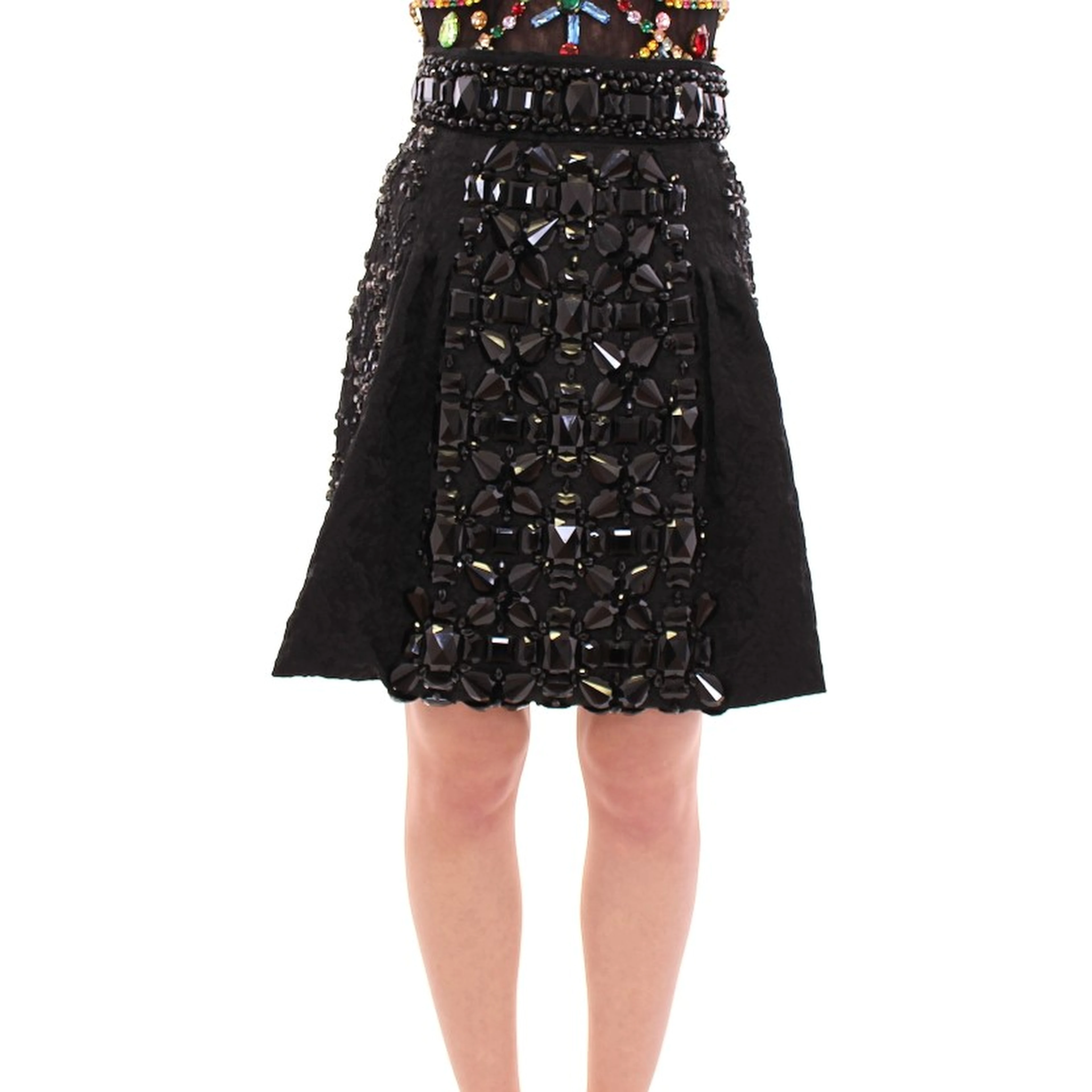 Black Crystal Handmade Above Knee Skirt