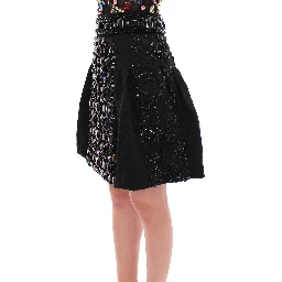 Black Crystal Handmade Above Knee Skirt