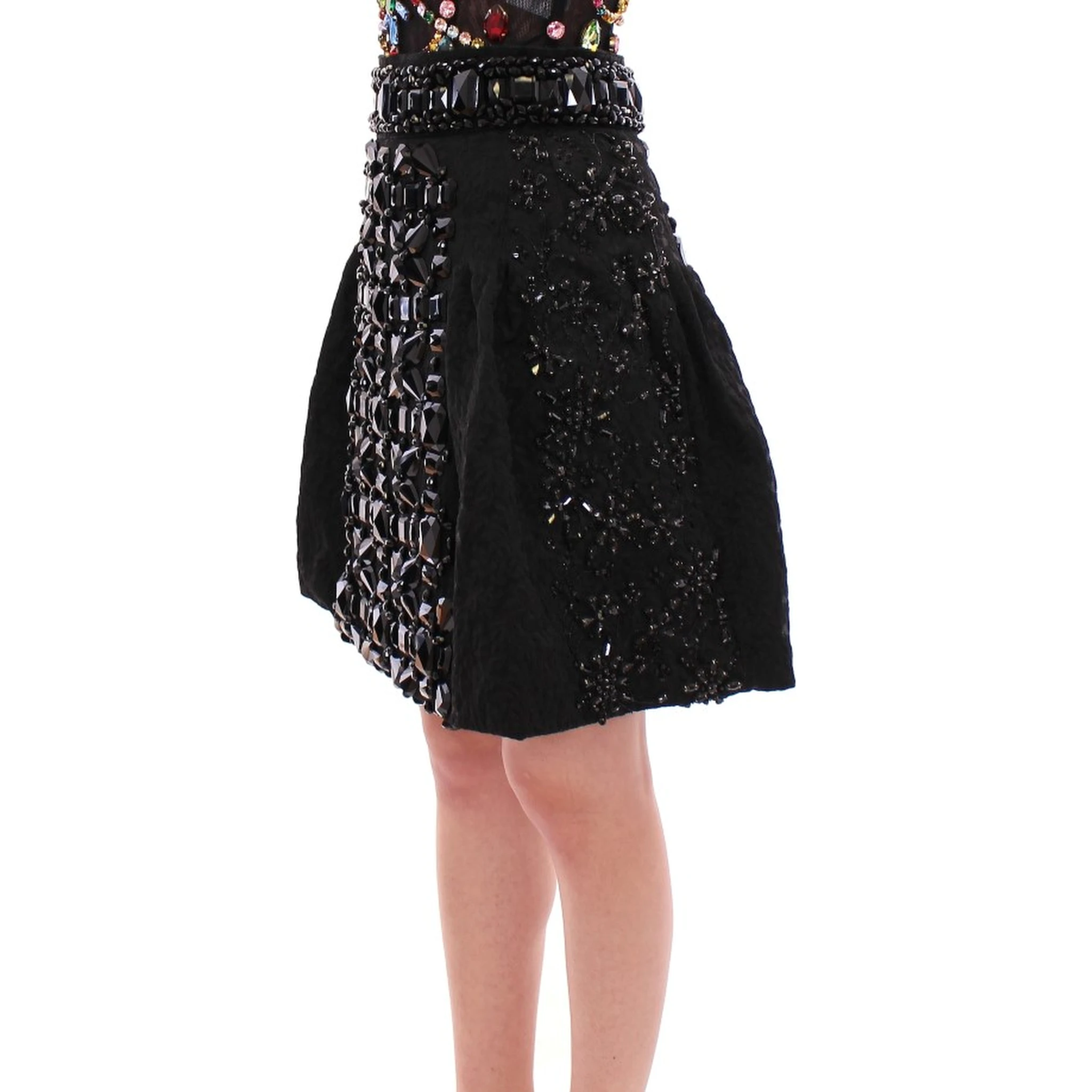 Black Crystal Handmade Above Knee Skirt