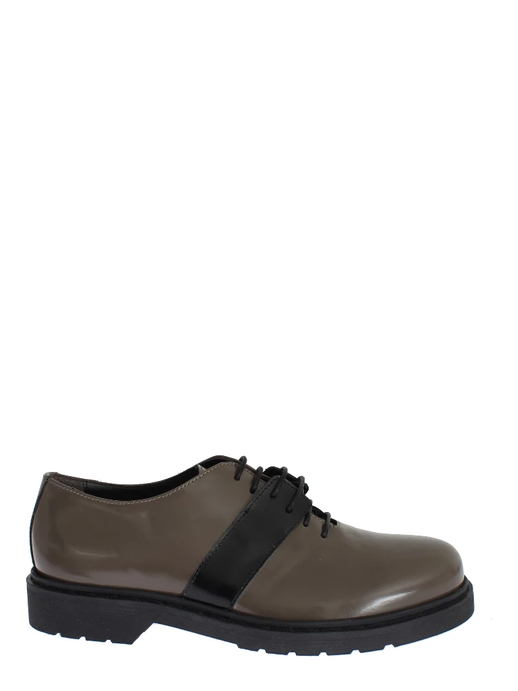 Gray Brown Leather Laceups Shoes