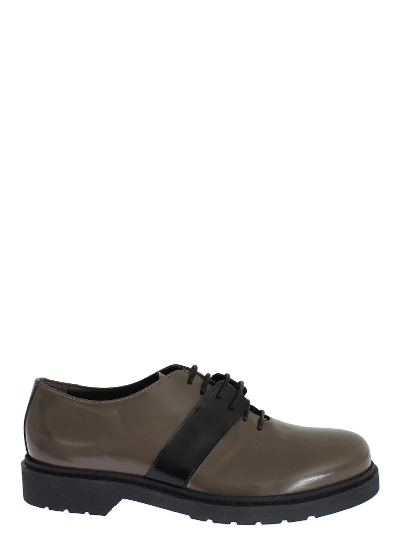 Gray Brown Leather Laceups Shoes
