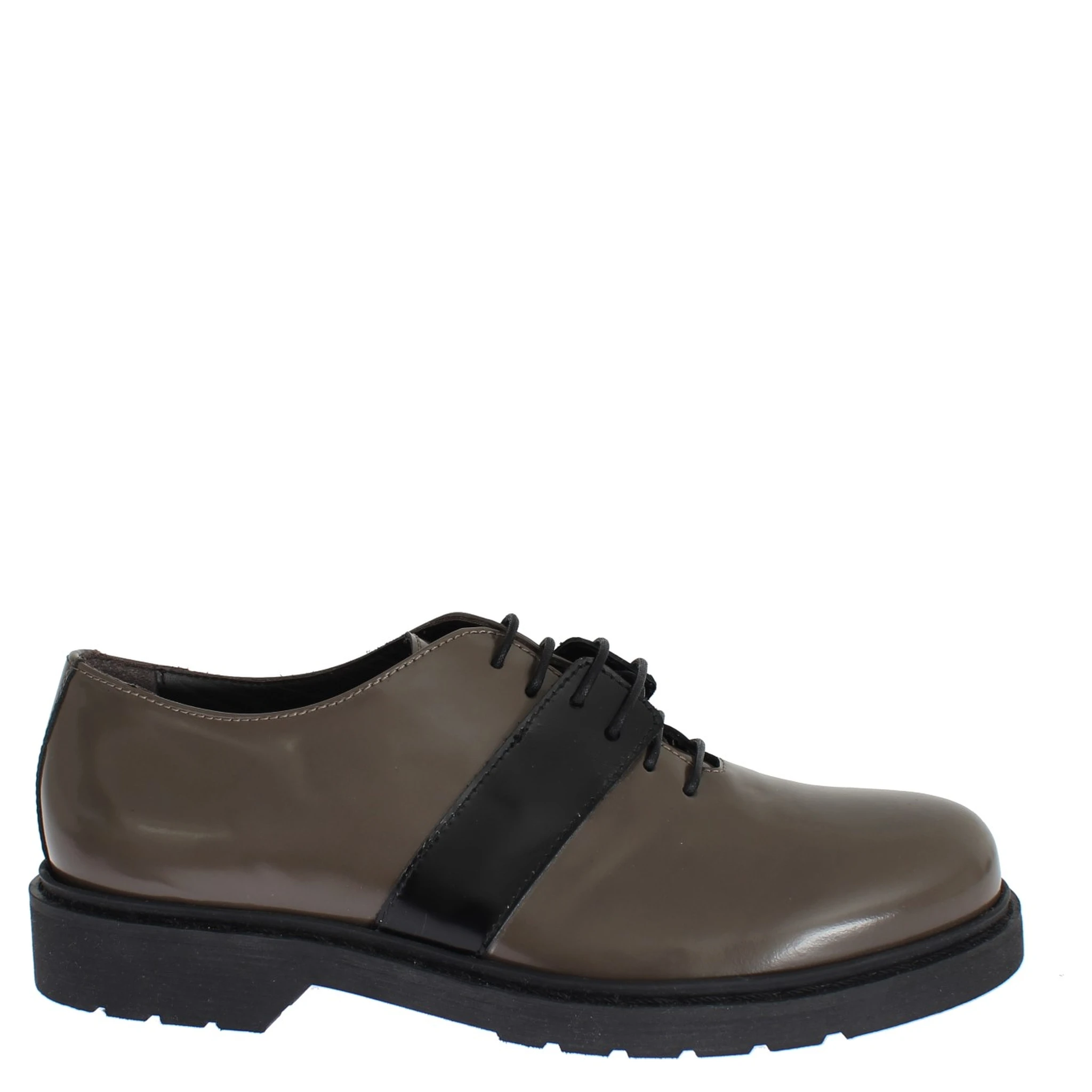 Gray Brown Leather Laceups Shoes
