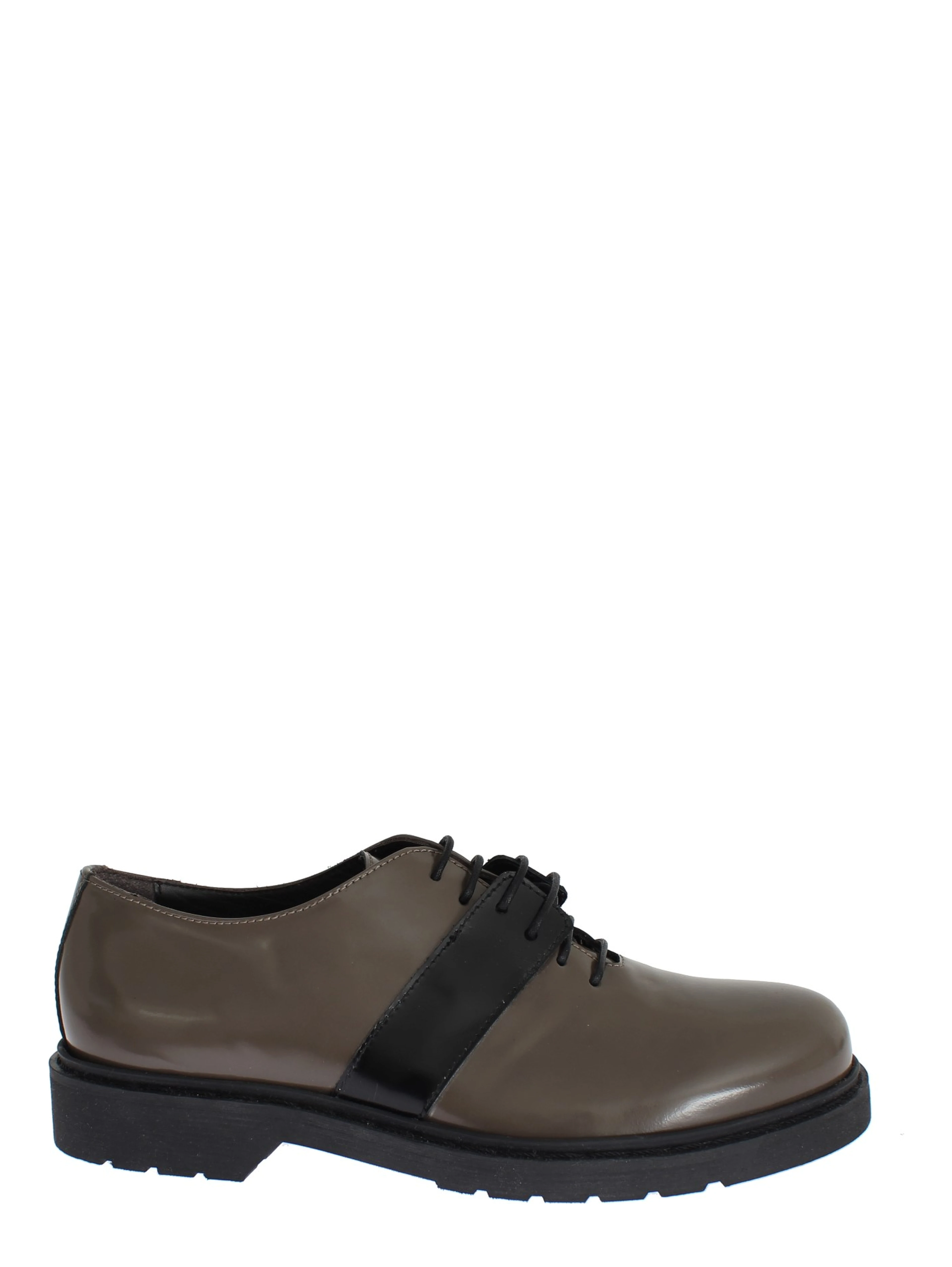 Gray Brown Leather Laceups Shoes
