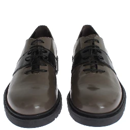 Gray Brown Leather Laceups Shoes