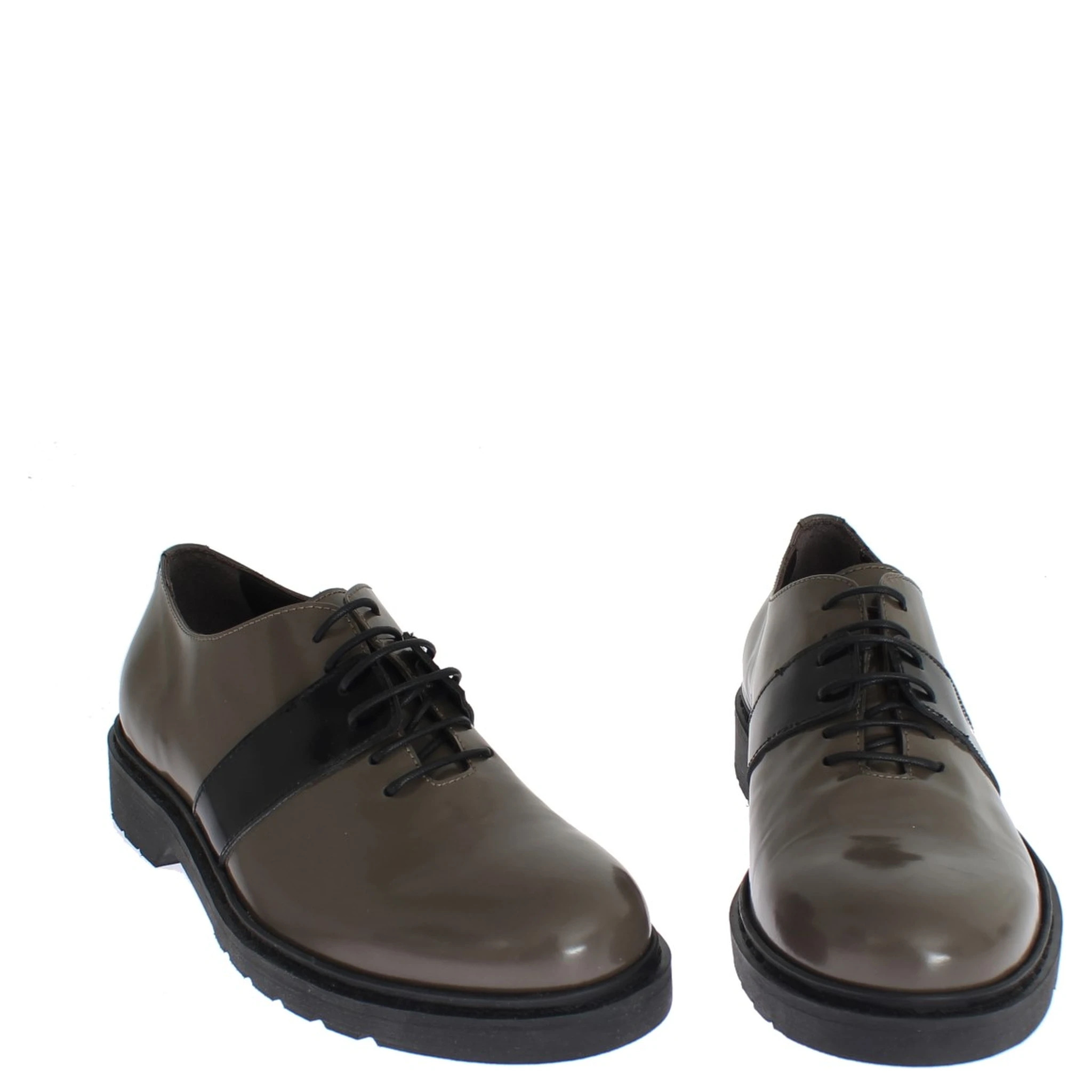 Gray Brown Leather Laceups Shoes