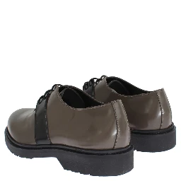 Gray Brown Leather Laceups Shoes