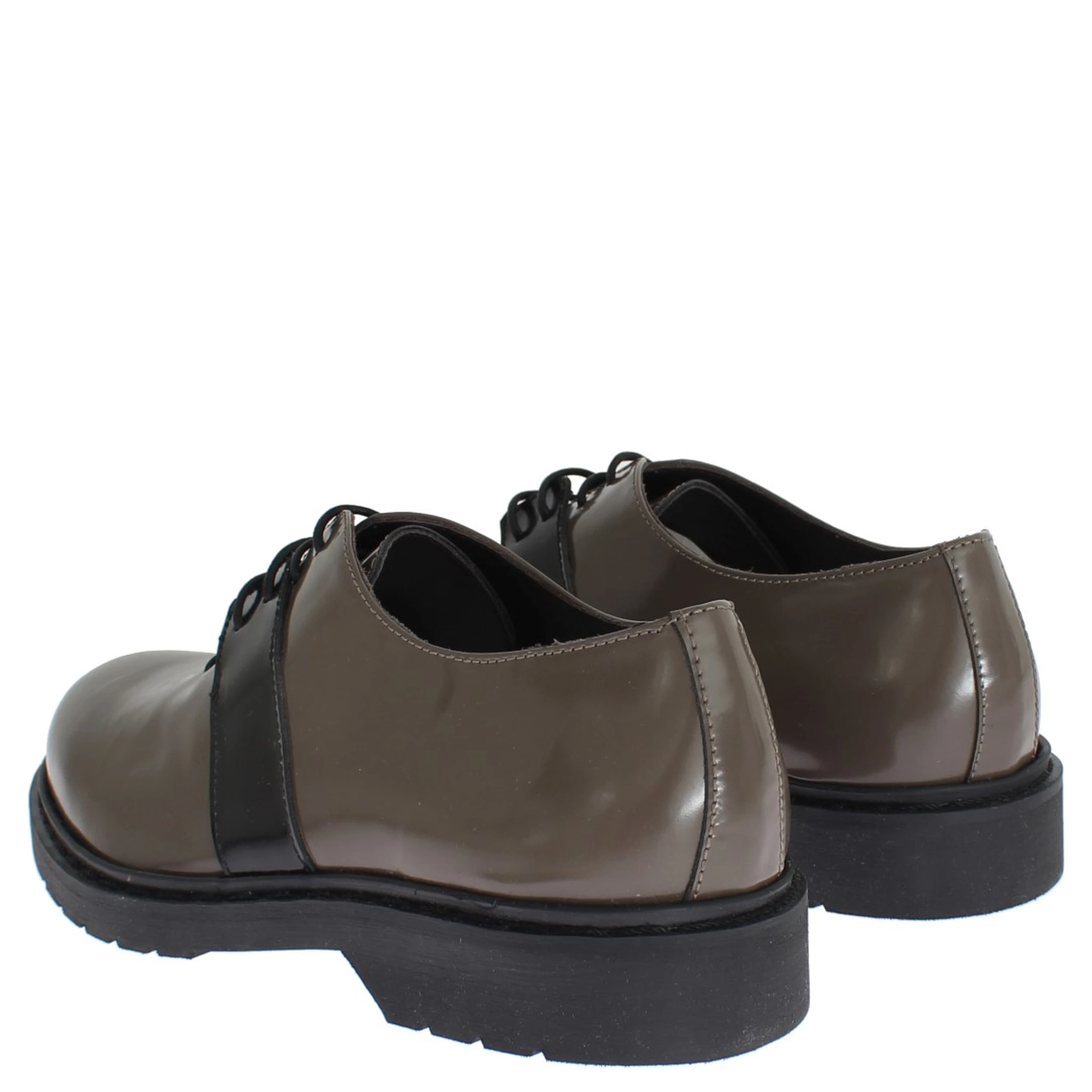 Gray Brown Leather Laceups Shoes