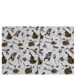 White Silk JAZZ Motive Print Shirt