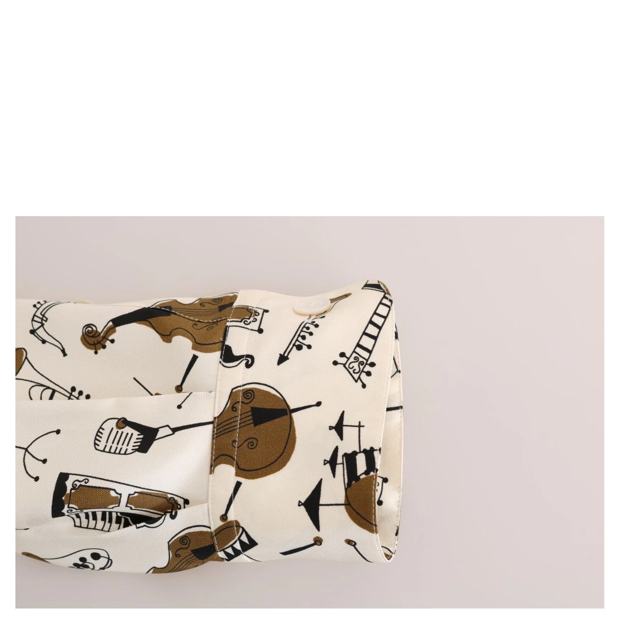 White Silk JAZZ Motive Print Shirt