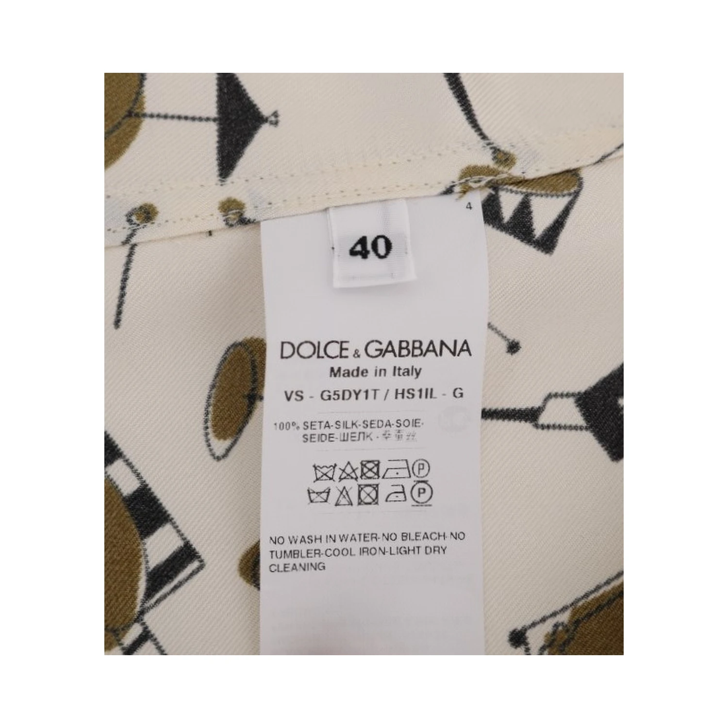 White Silk JAZZ Motive Print Shirt