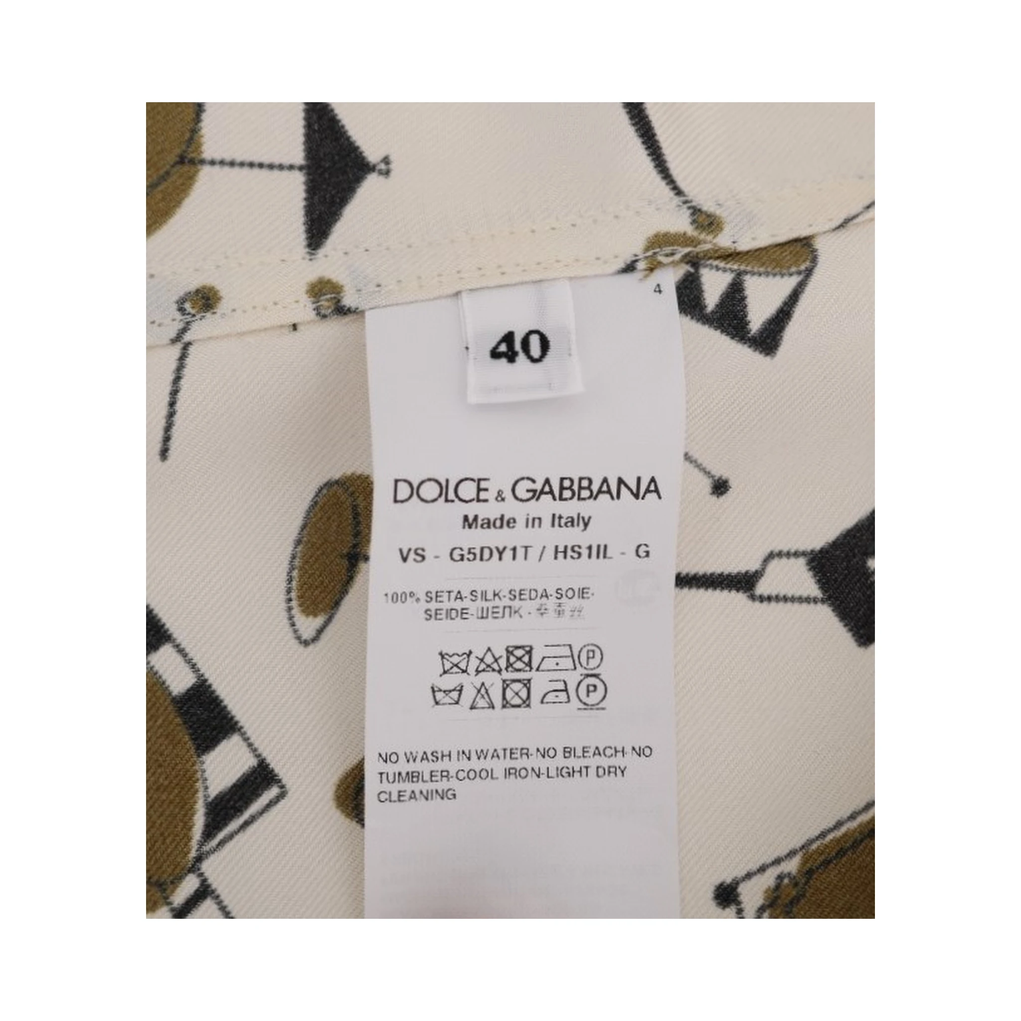 White Silk JAZZ Motive Print Shirt