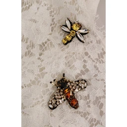 White Crystal Embellished Lace Blouse