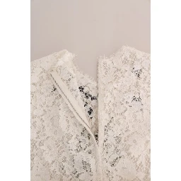 White Crystal Embellished Lace Blouse