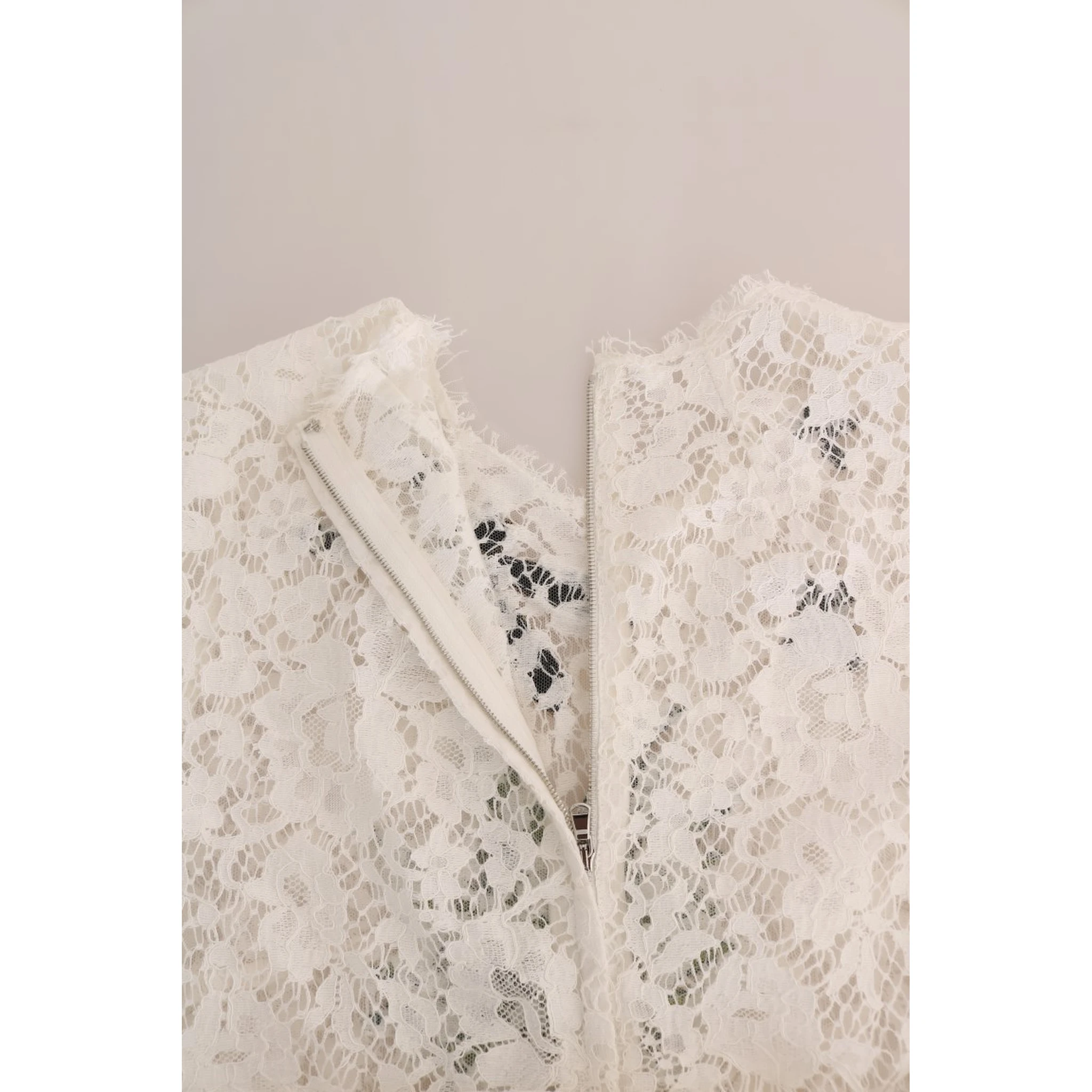 White Crystal Embellished Lace Blouse