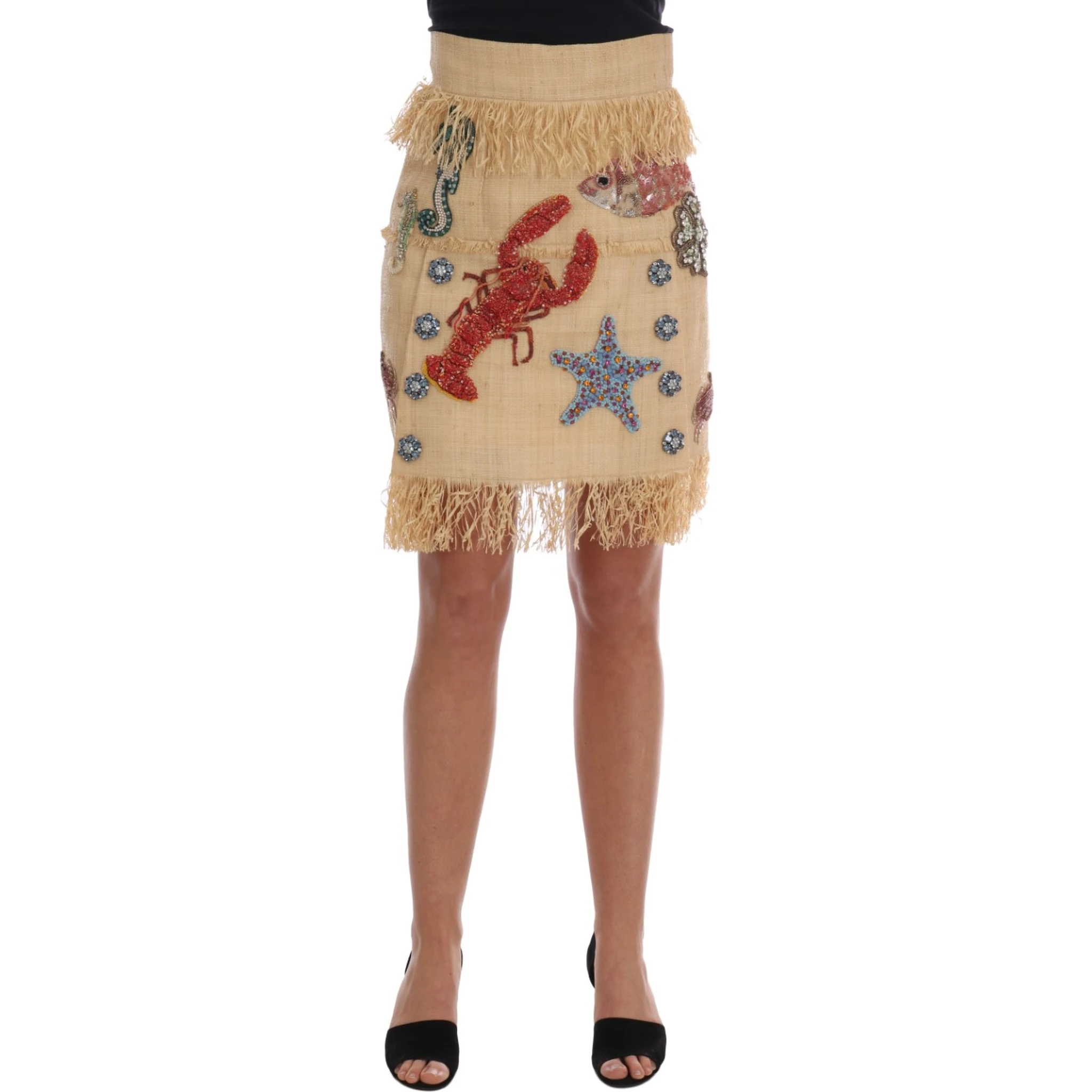 Crystal Beige Palm Fiber Skirt