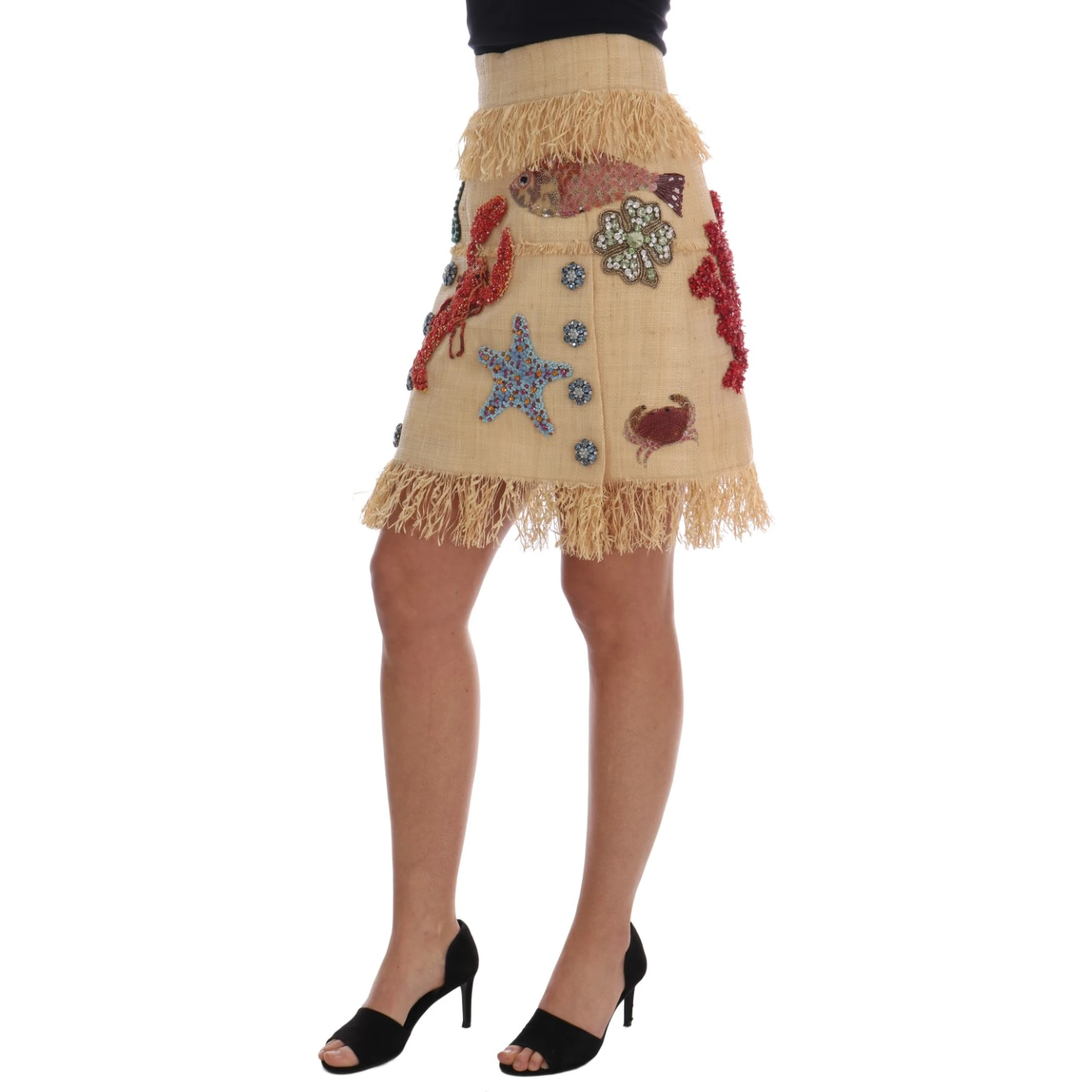 Crystal Beige Palm Fiber Skirt