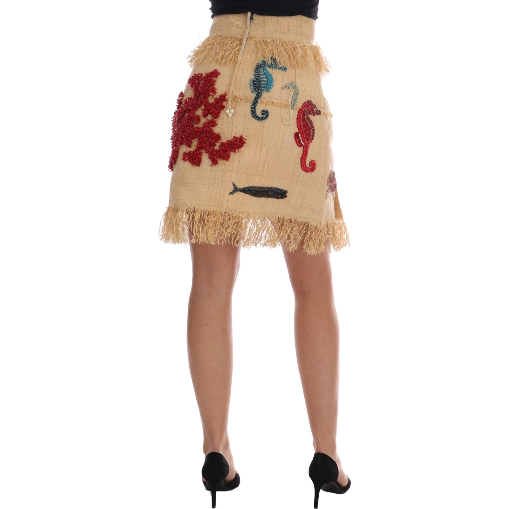 Crystal Beige Palm Fiber Skirt
