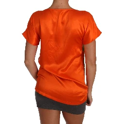 Silk Orange Lemon Crystal T-shirt Top