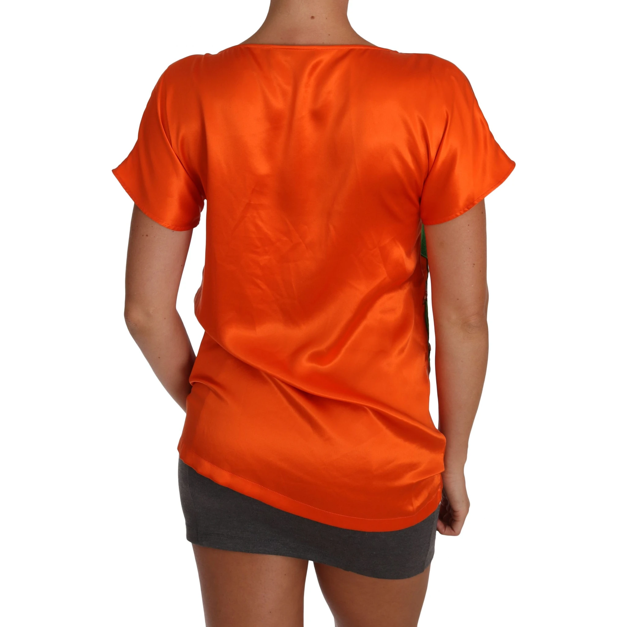 Silk Orange Lemon Crystal T-shirt Top