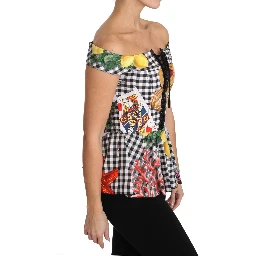 Black and White Corset Blouse Sicily Lemon Check Top
