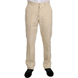 Two Piece 3 Button Beige Cotton Solid Suit