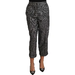Gray Wool Pleated Cropped Trouser Pants