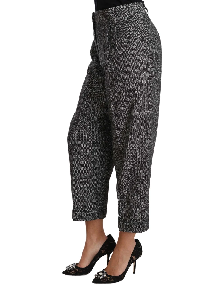 Gray Wool Pleated Cropped Trouser Pants alternative