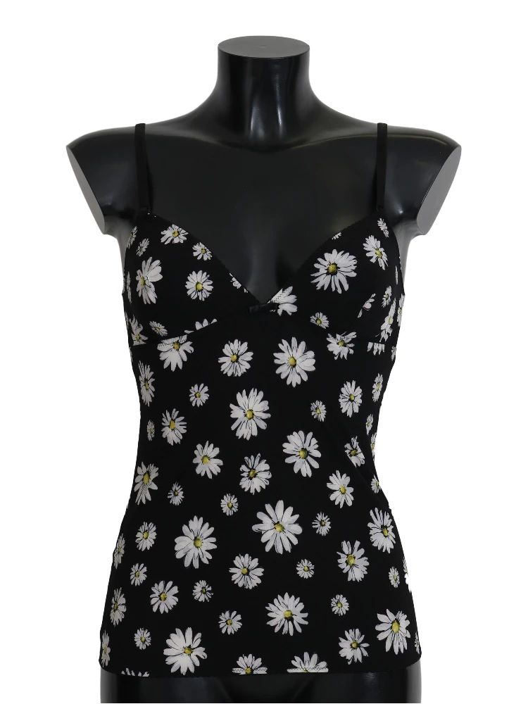 Black Daisy Print Dress Lingerie Chemisole